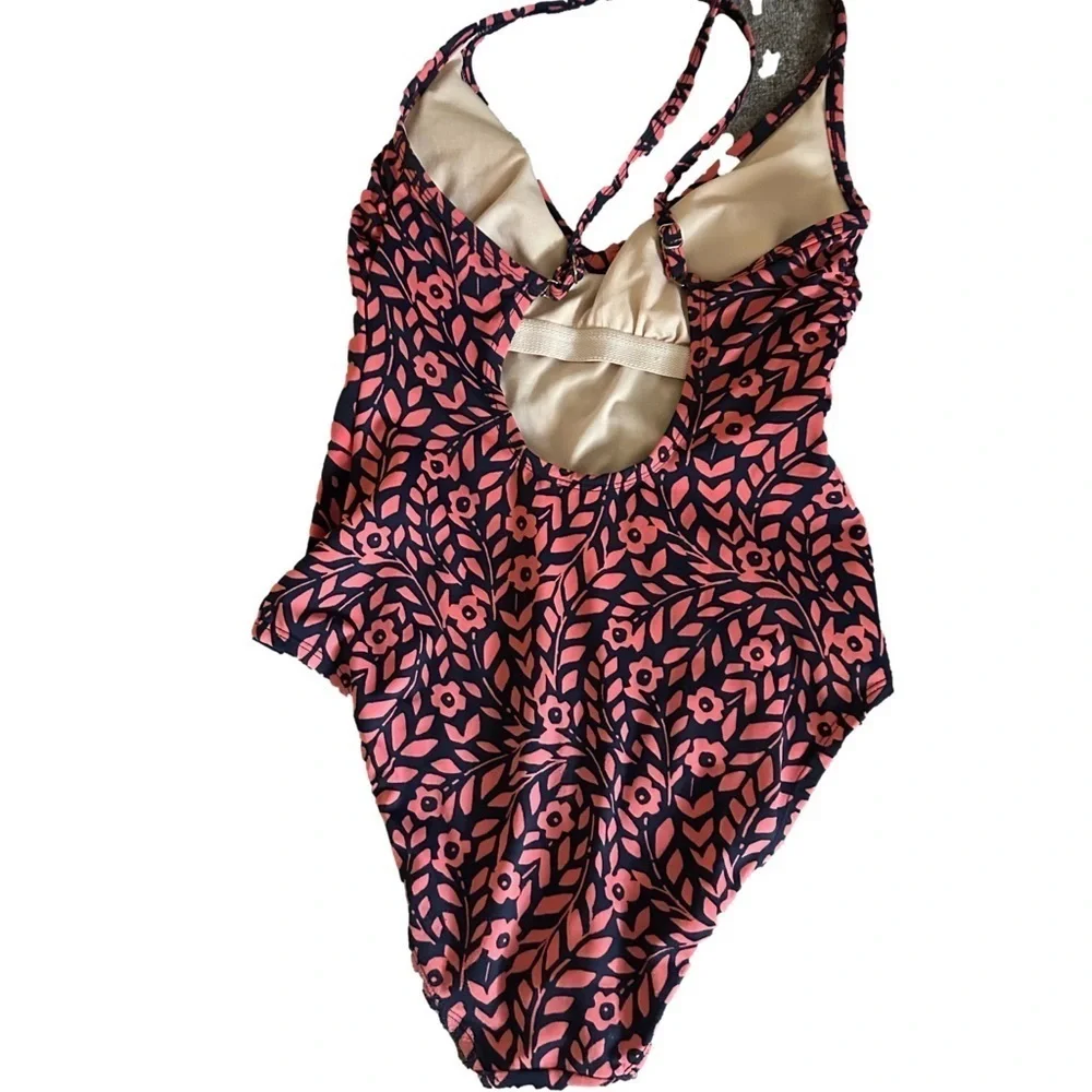 Kona Sol Swimsuit Pink and Black Patterned Size Small